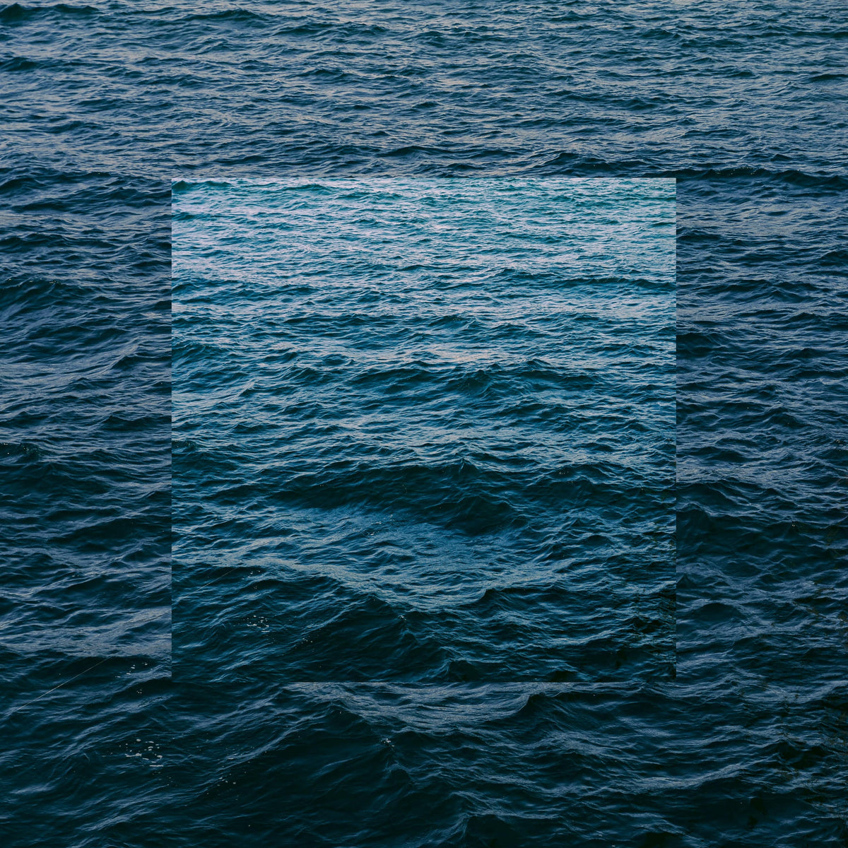 Dark blue ocean waves with a translucent overlay in a minimal art print.